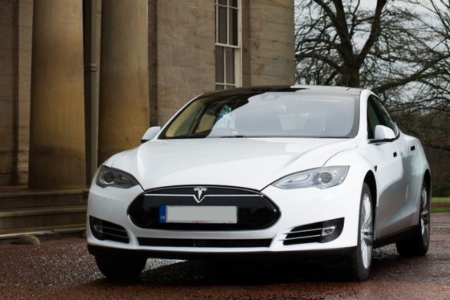 White Tesla at Newton Hall